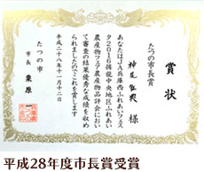 平成28年度市長賞受賞